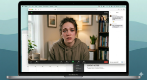 person who is taking online therapy