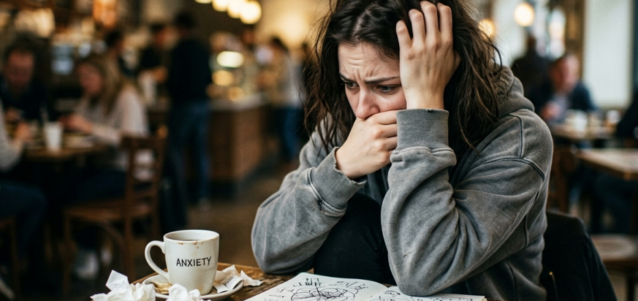 Person experiencing signs of anxiety and emotional stress